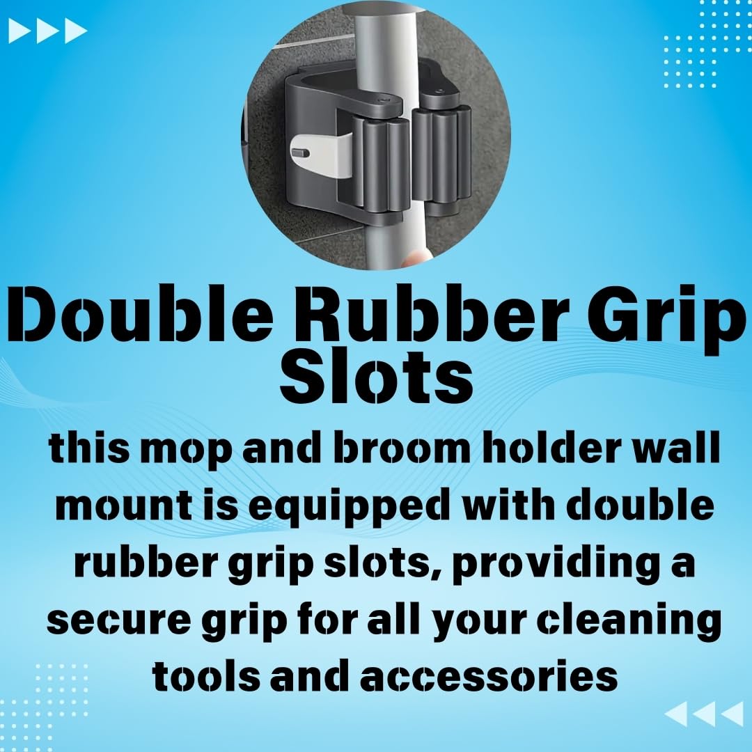 4 Hooks Mop and Broom Holder Wall Mount