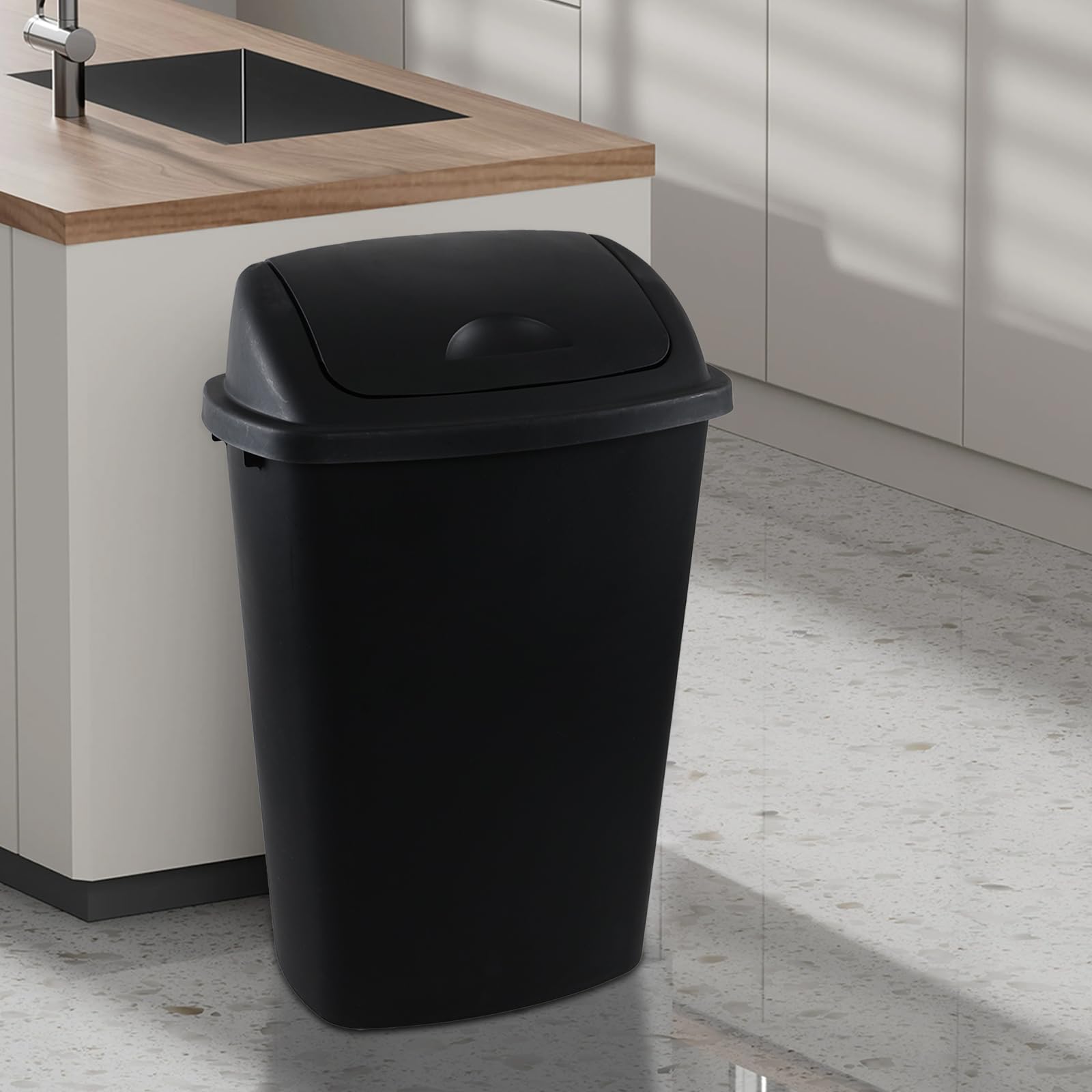 13 Gallon Kitchen Trash Can with Swing Lid (4 Count)