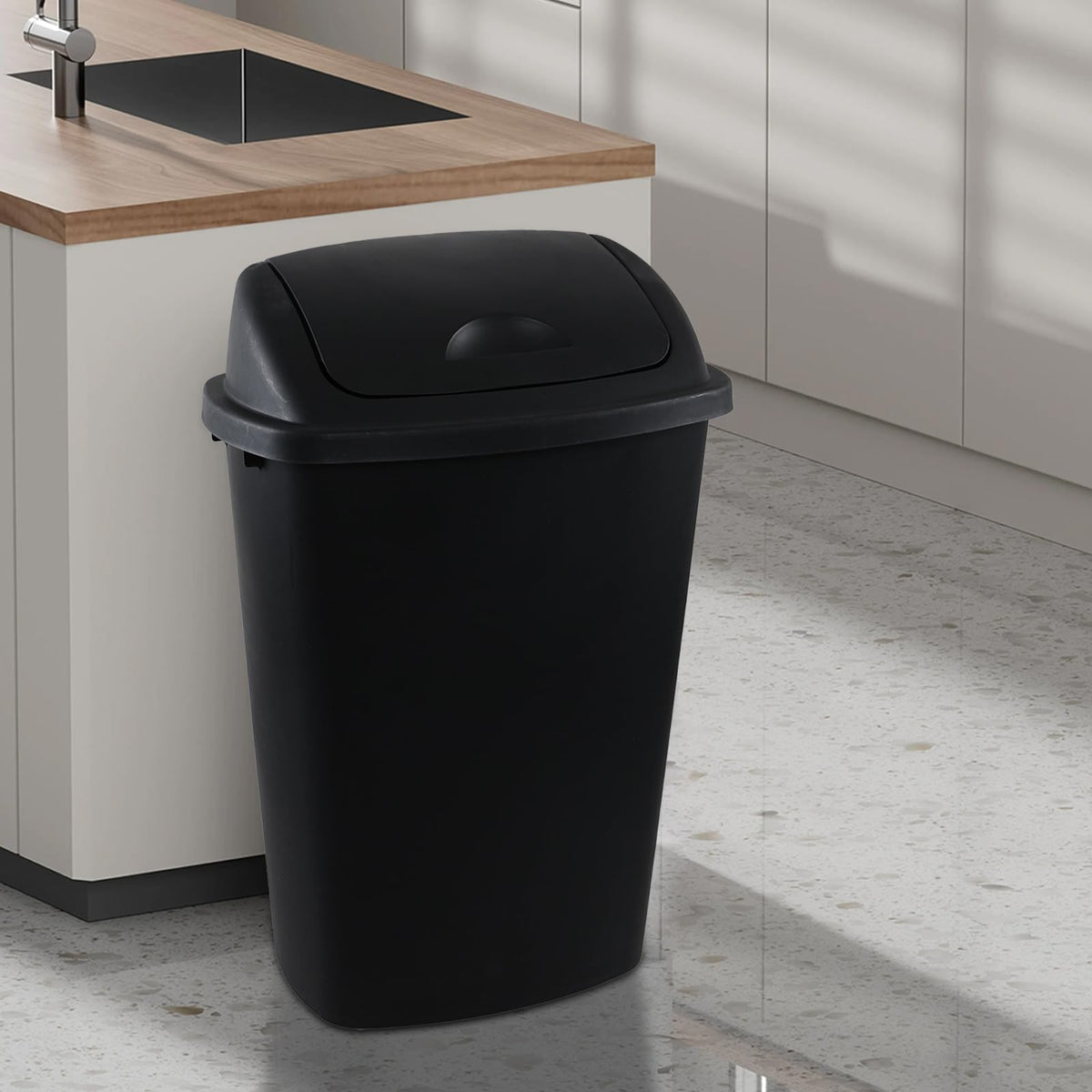 13 Gallon Kitchen Trash Can with Swing Lid (4 Count)