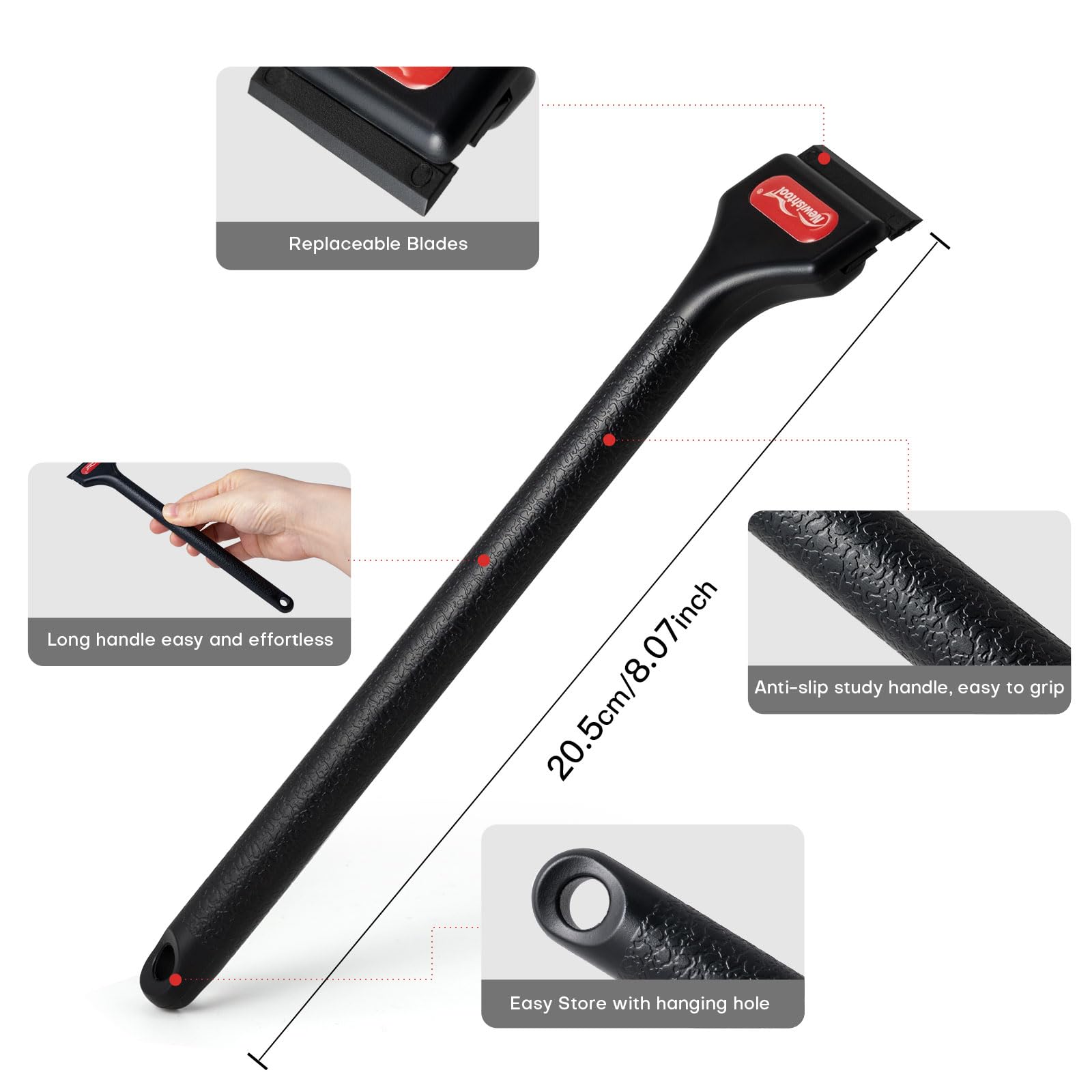 2 Pcs Long Handle Plastic Razor Blade Scraper and 100 PCS Blades