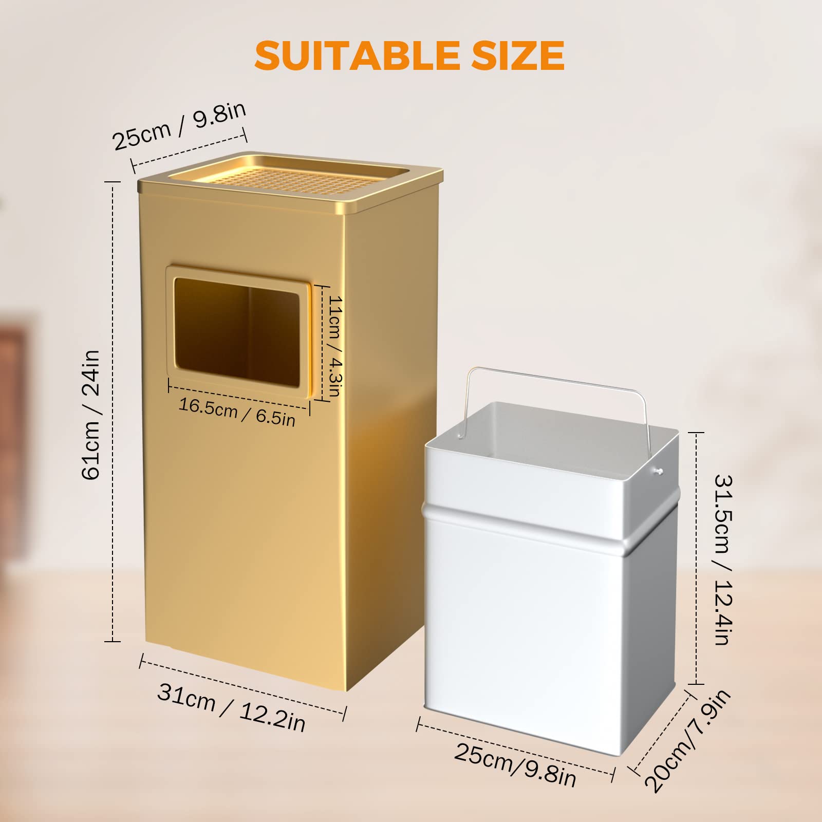 Gold Trash Can with Lid