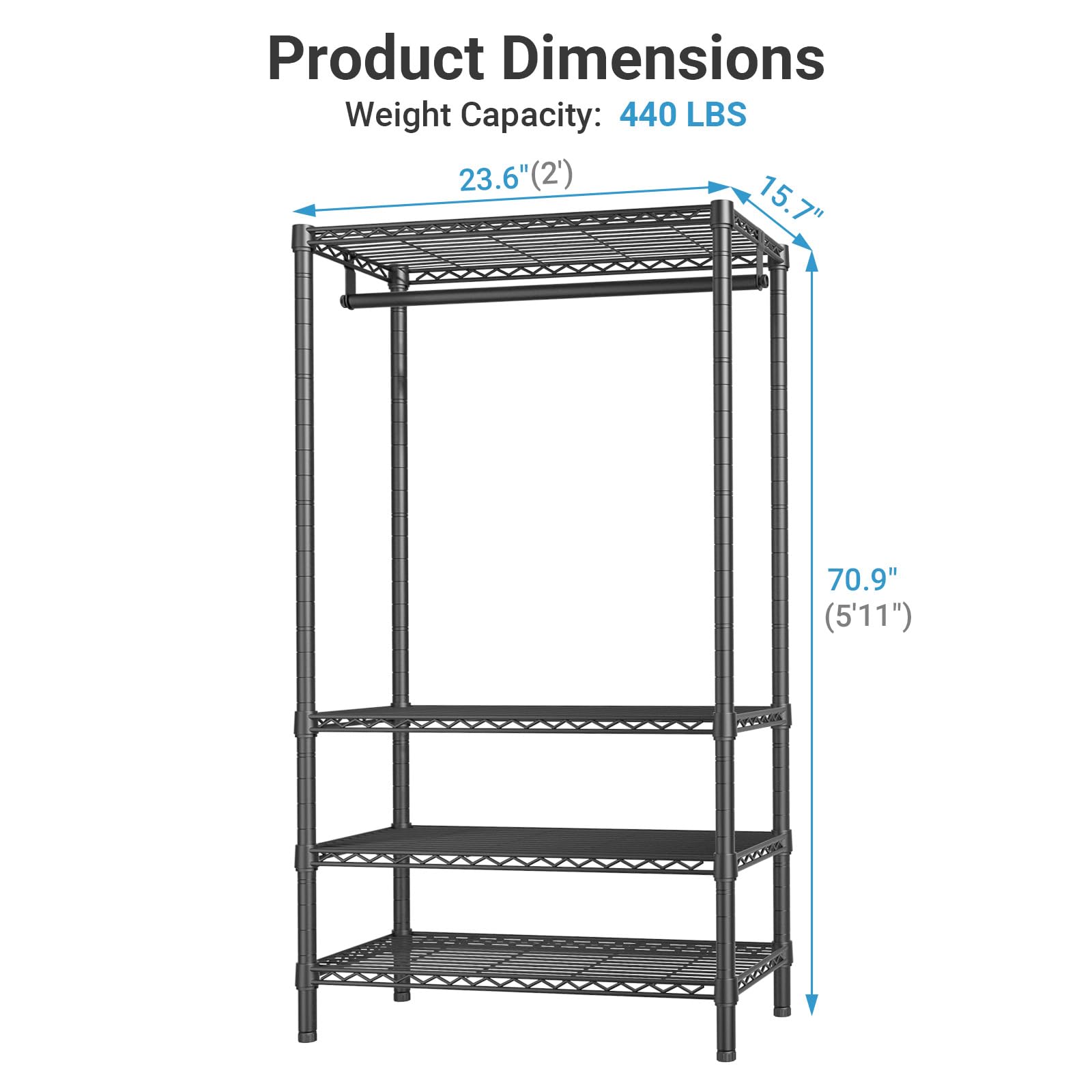 V1 Medium Portable Garment Racks for Bedroom