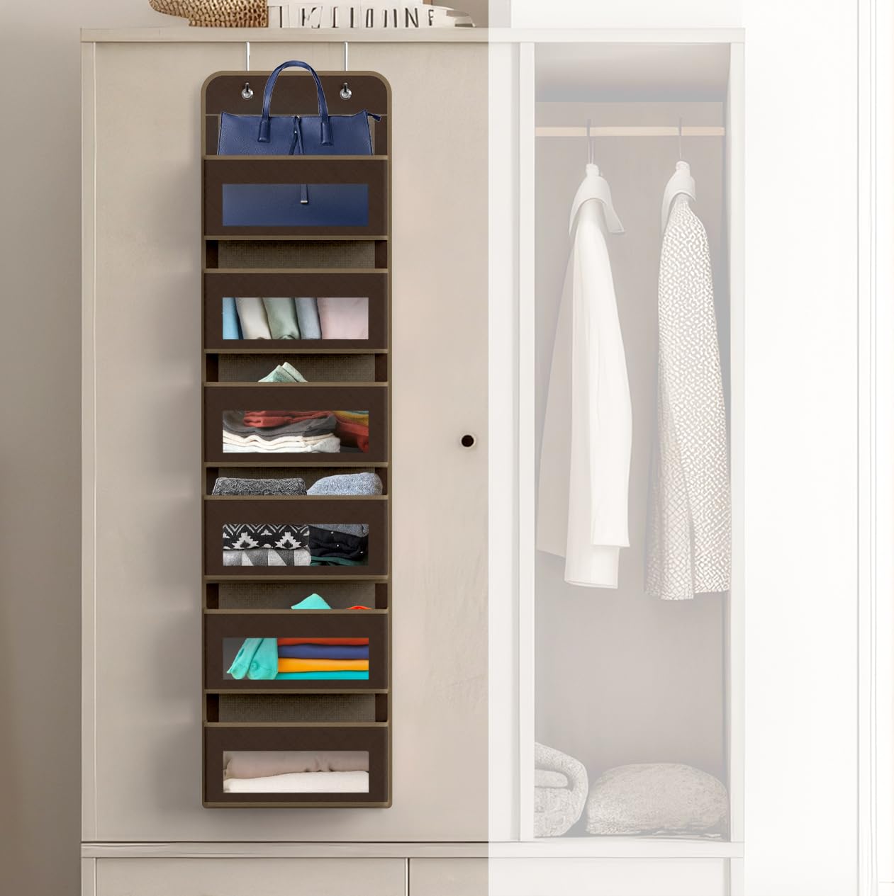 6 Clear Window Pocket Over Door Hanging Organizer