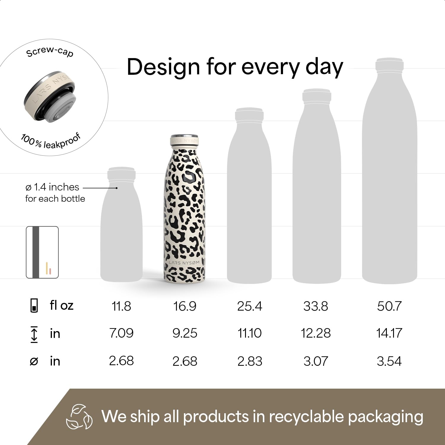 Stainless Steel Insulated Water Bottle 12oz 17oz 25oz 34oz 51oz