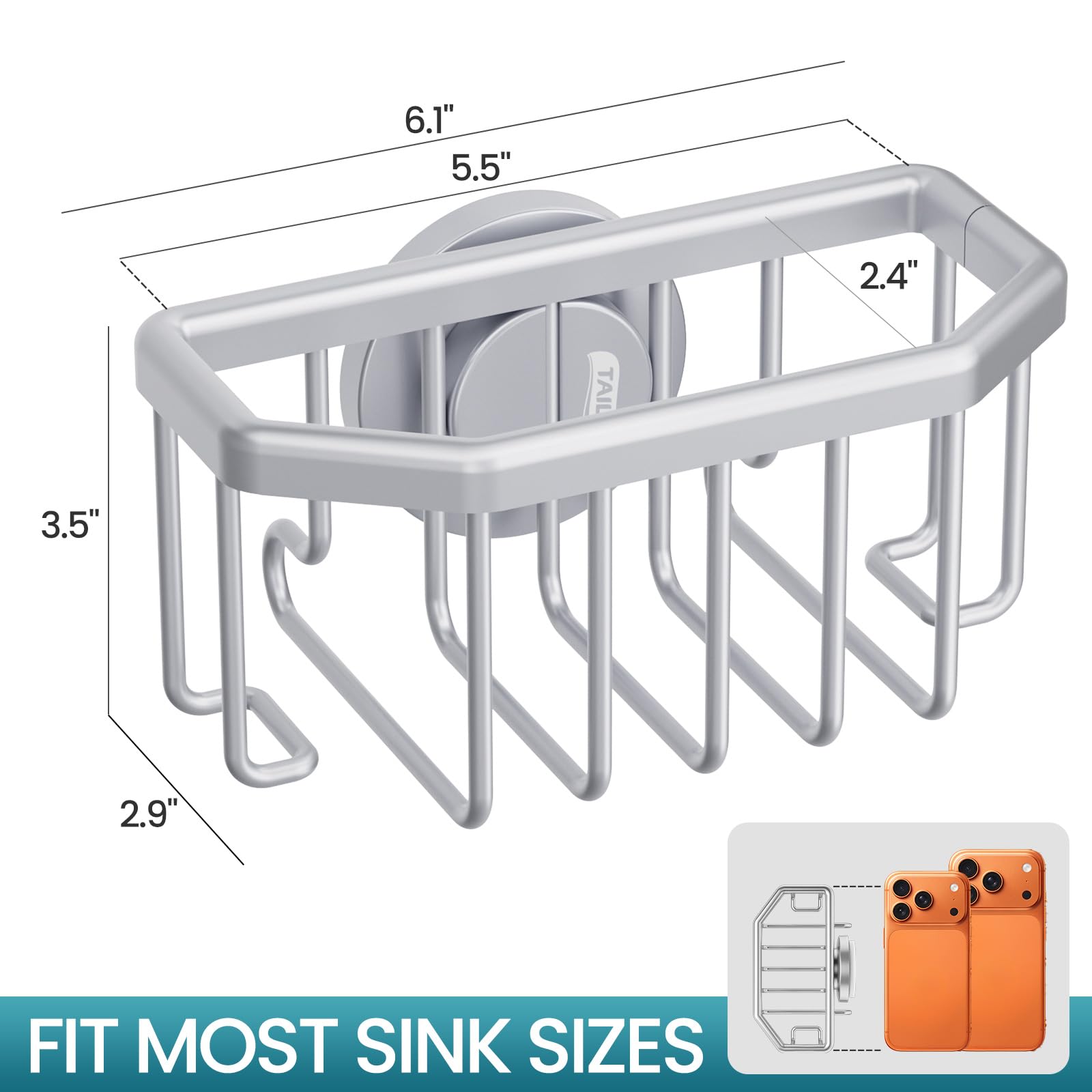 Sponge Holder for Kitchen Sink with Suction Cup