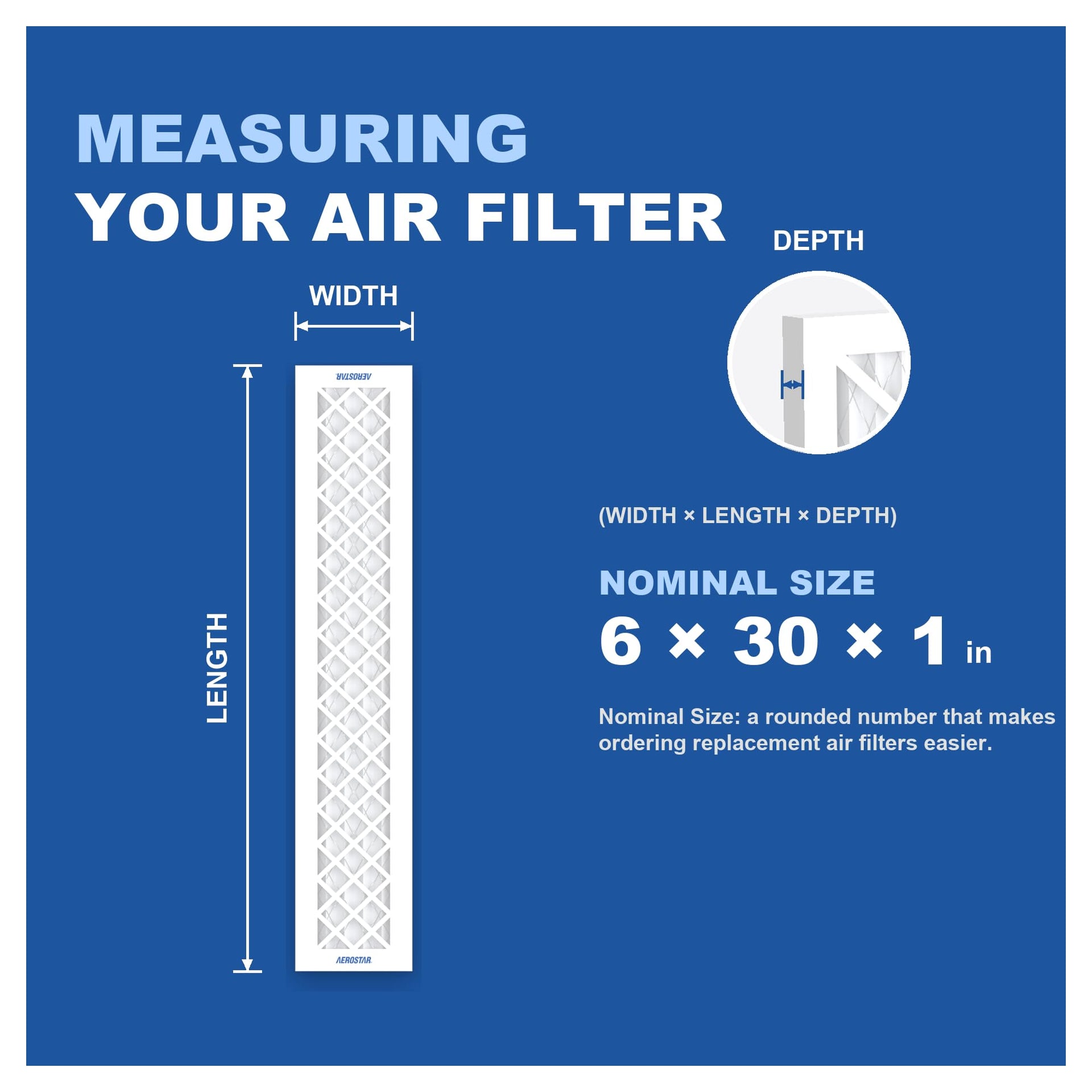 6x30x1 MERV 13 High Efficiency Pleated Air Filter (6 Count)