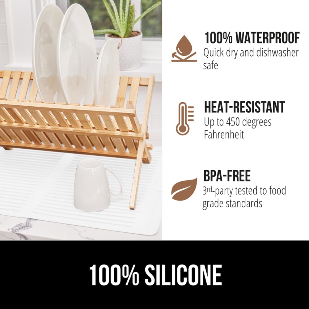 100% BPA Free Patented Silicone Dish Drying Mat for Kitchen Counter