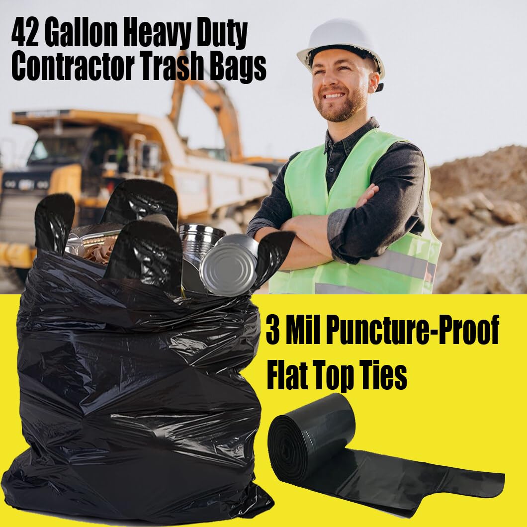 Contractor Heavy Duty Trash Bags 42 Gallon (52 Count)
