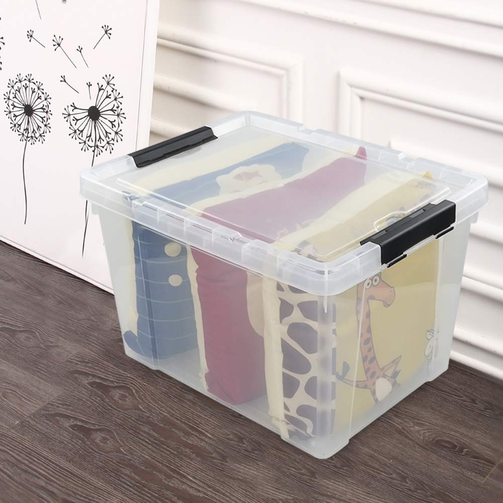 50 Quart Large Clear Rolling Storage Containers Bins with Lid (4 Count)