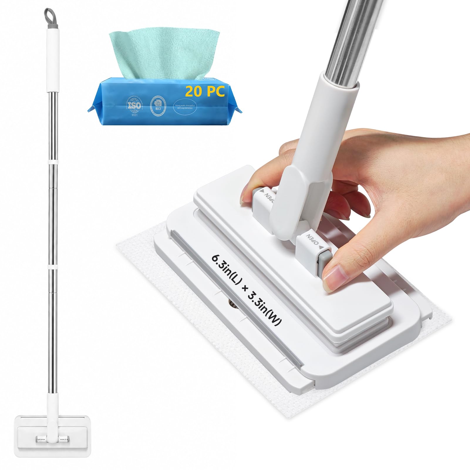 Handy Little Mop with 20 Cloths for Cleaning Supplies for Housekeeping