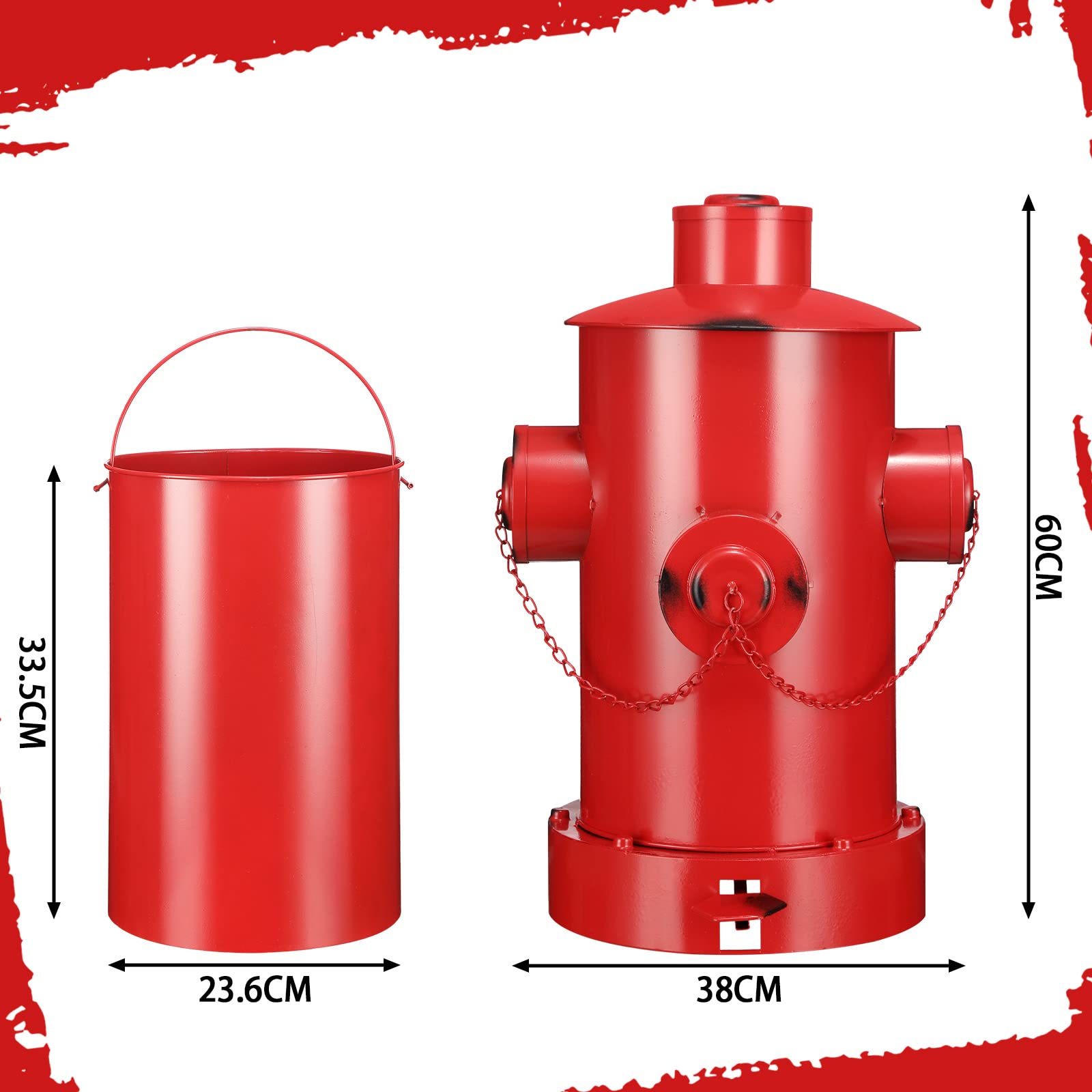 Fire Hydrant Trash Can Retro Creative Garbage Can with Inner Bucket Large Capacity Wrought Iron Pedal Trash Can Indoor Outdoor Waste Bins for Park Garden Kitchen Garbage