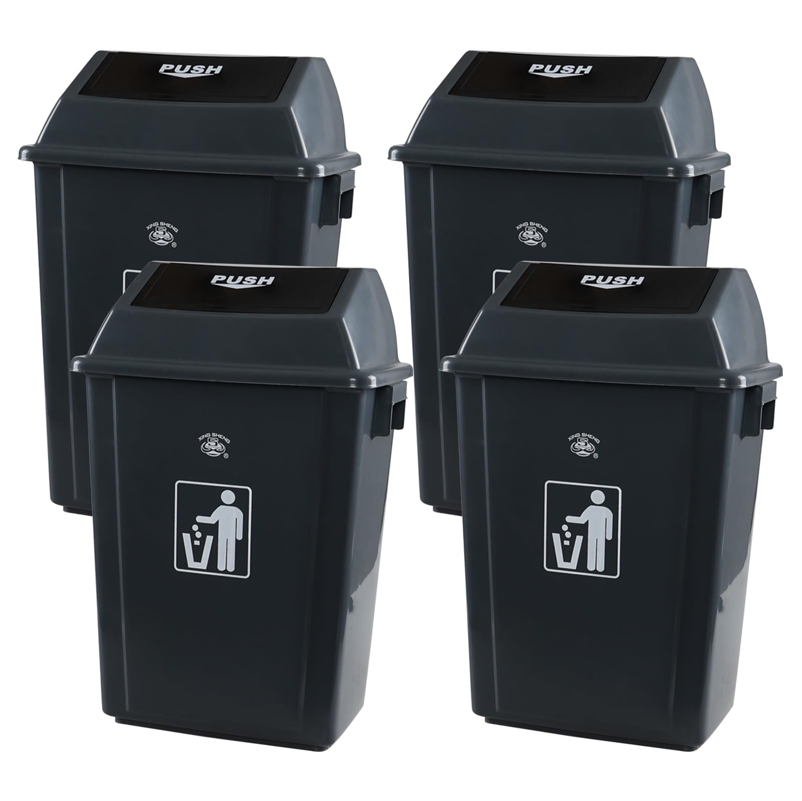 18 Gallon Commercial Trash Can with Lid (4 Count)