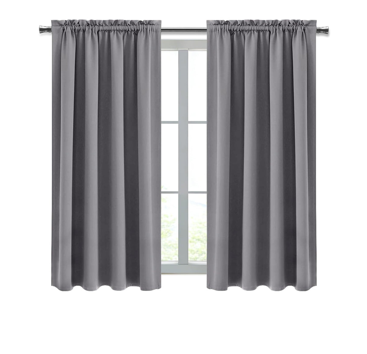 Blackout Curtains for Bedroom Living Room 38 x 45 Inch Long Grey