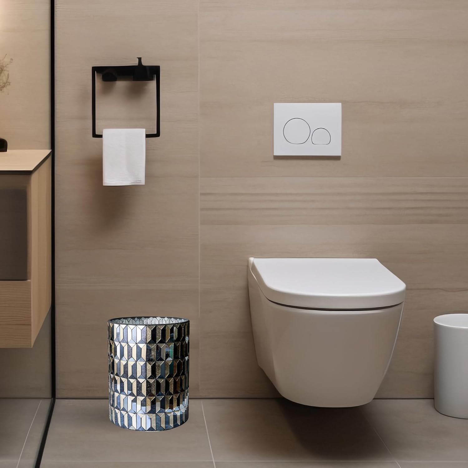 Black Gold Bathroom Trash Can