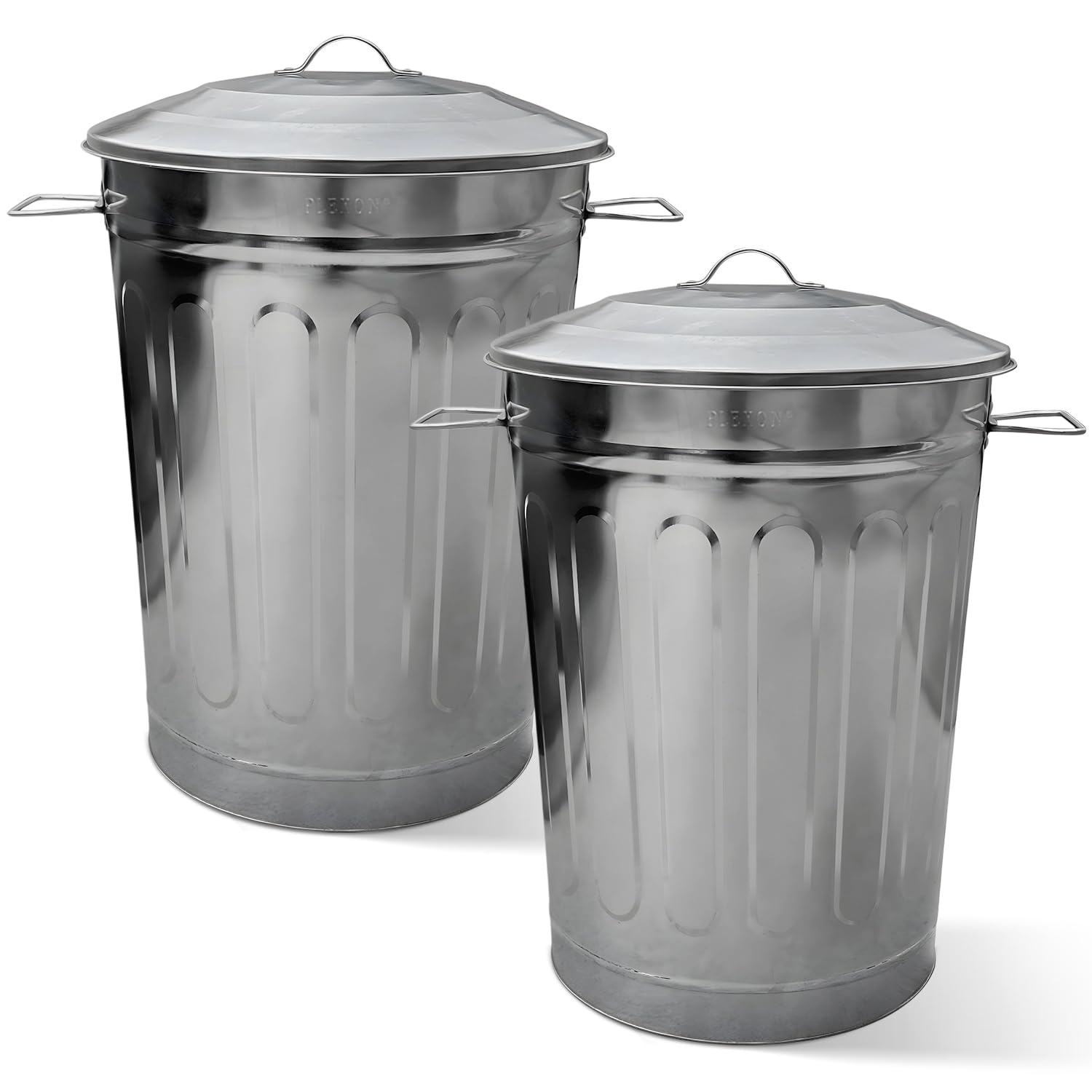 13 Gallon Outdoor Metal Trash Can with Lid Vintage Trash Can Steel Retro Garbage Can for Patio Farmhouse Rustic Bird Seed Storage Pet Food Ash Bucket (2 Count)