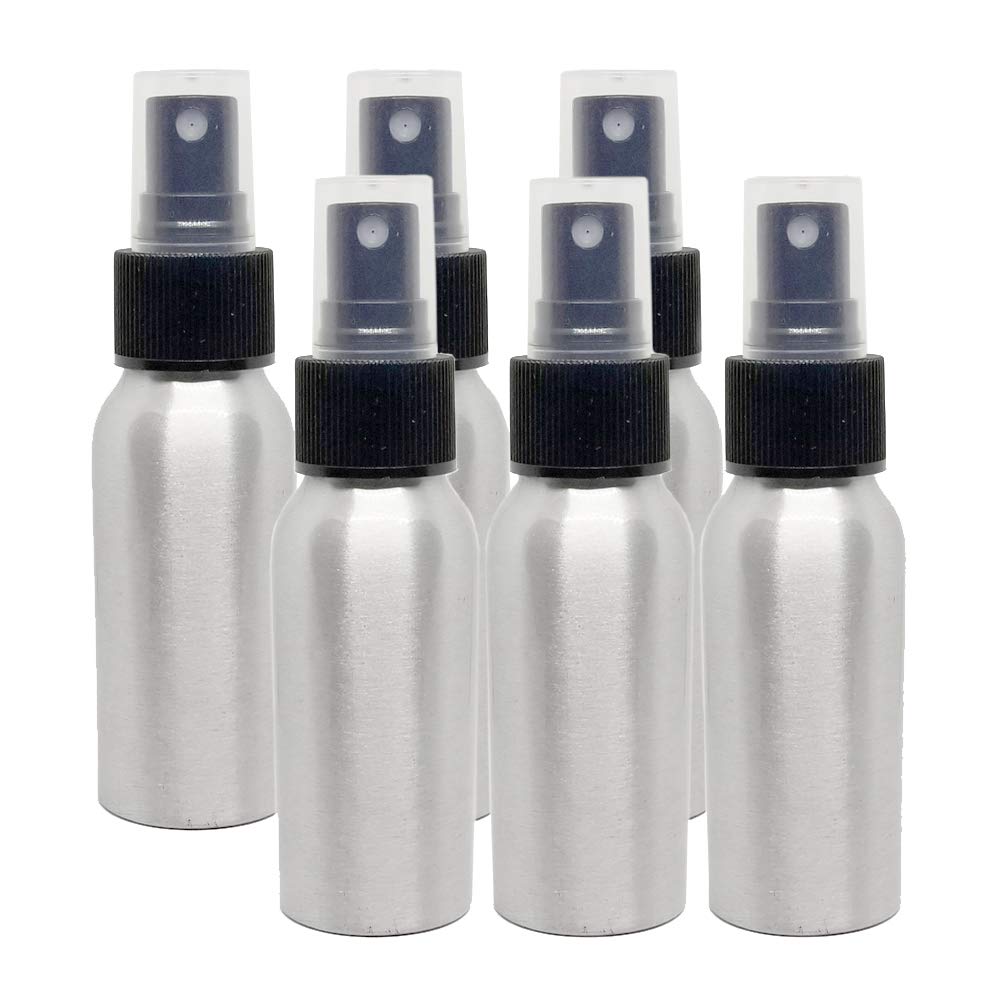 2 fl oz Aluminum Bottle with Black Spray Cap (6 Count)