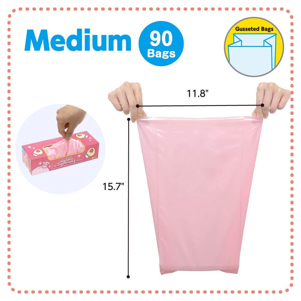 Amazing Odor Sealing Baby Diaper Disposal Bags (90 Count)