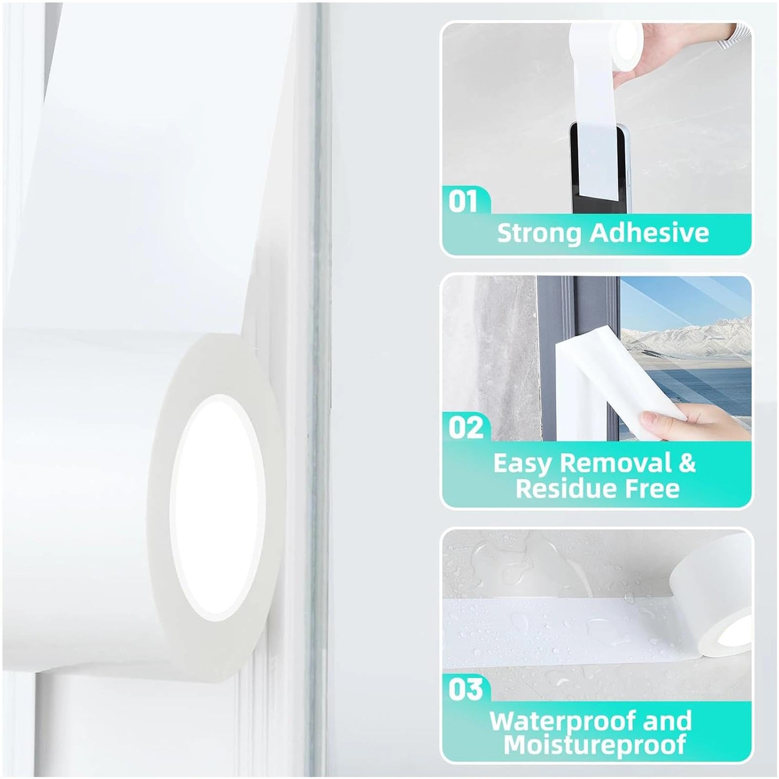 Window Weather Stripping Door Seal Tape3Pack x 1Inch x 66FT (3 Count)