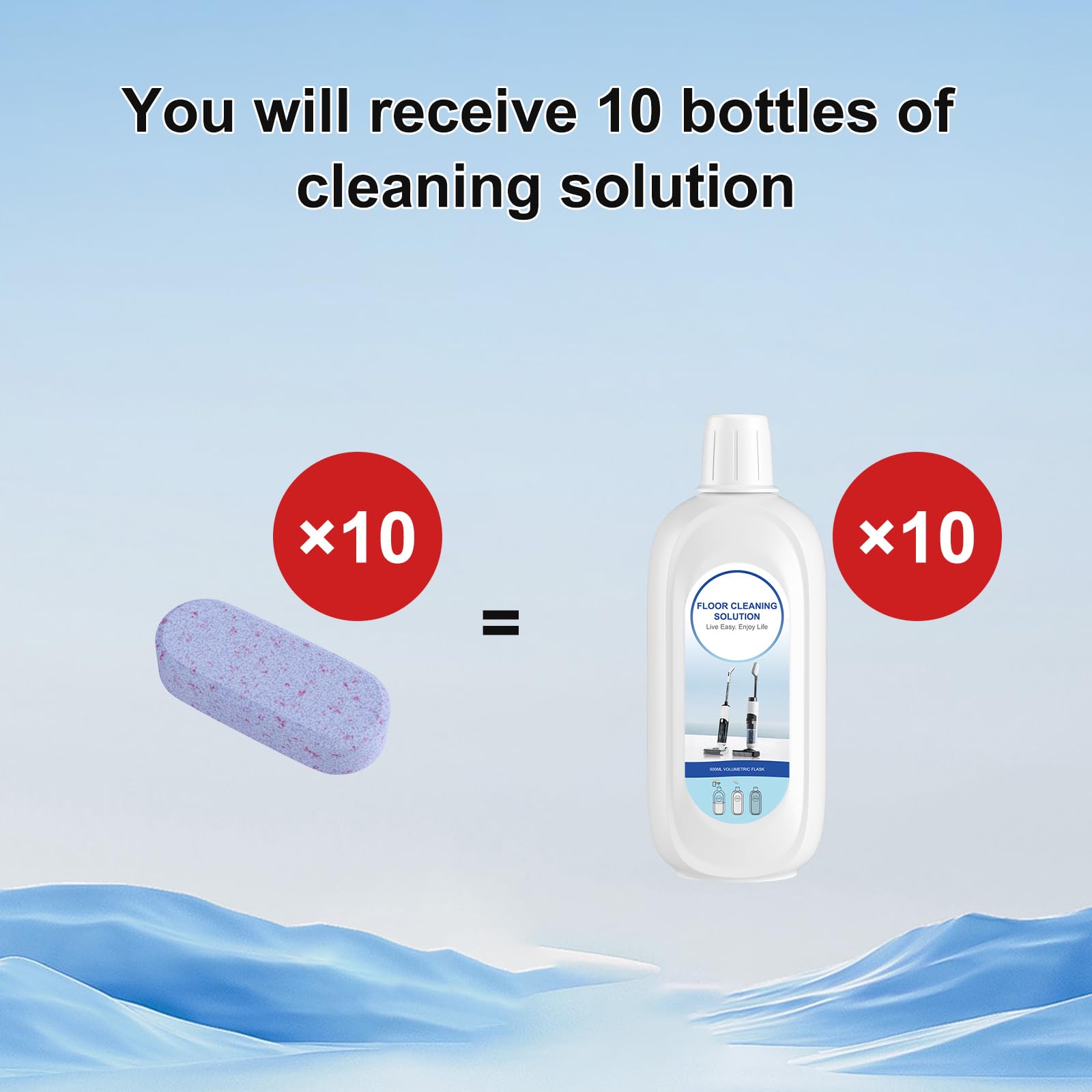 10 Bottles Compatible with Tineco Cleaning Solution Pet 500ml Per Bottle Lavender Scents Floor Cleaner Compatible with All Robot Vacuums with Mopping and Cordless Wet (169 Ounce)