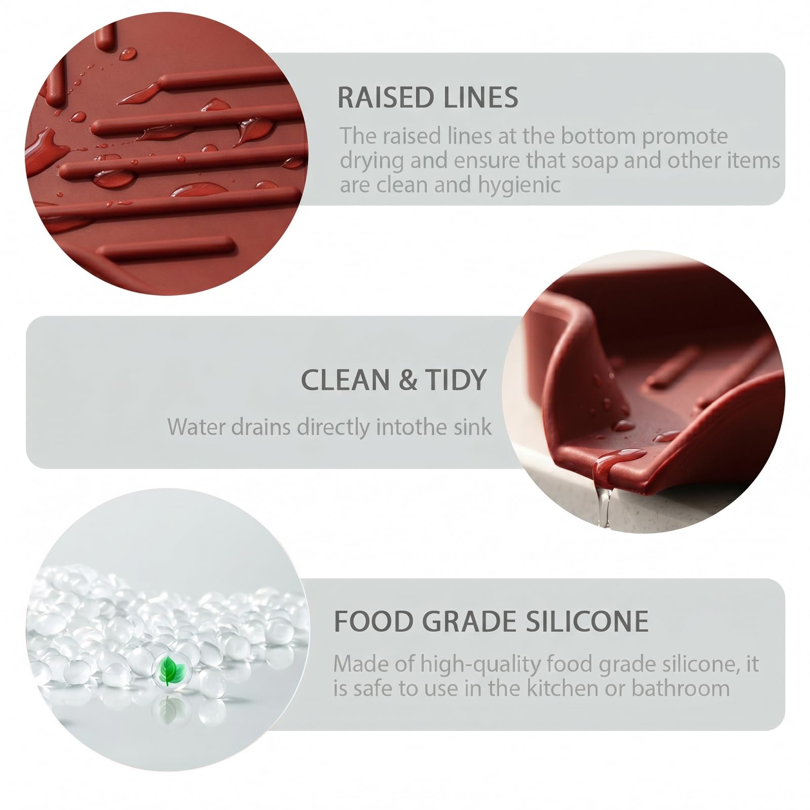 Silicone Soap Dish with Drain Spout