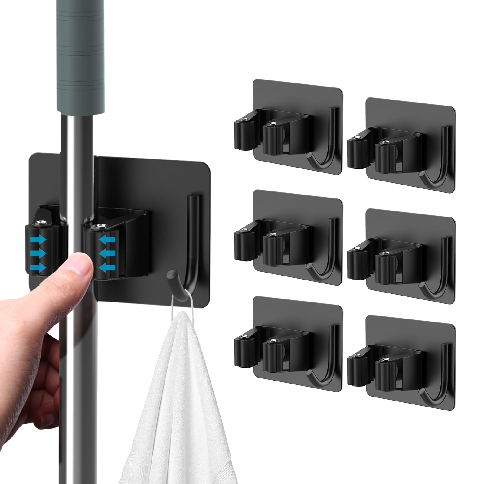 Broom Holder Wall Mount 6Pcs