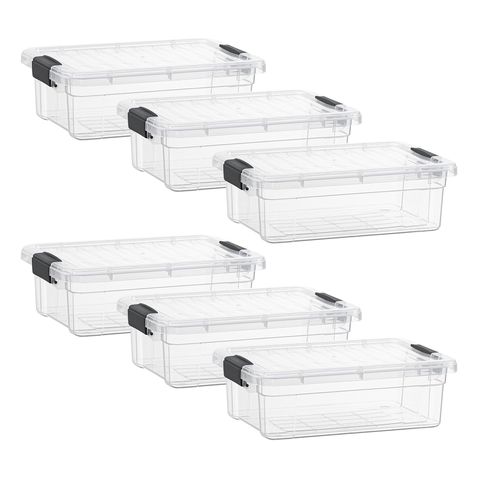 Clear Storage Boxes with Lids (6 Count)