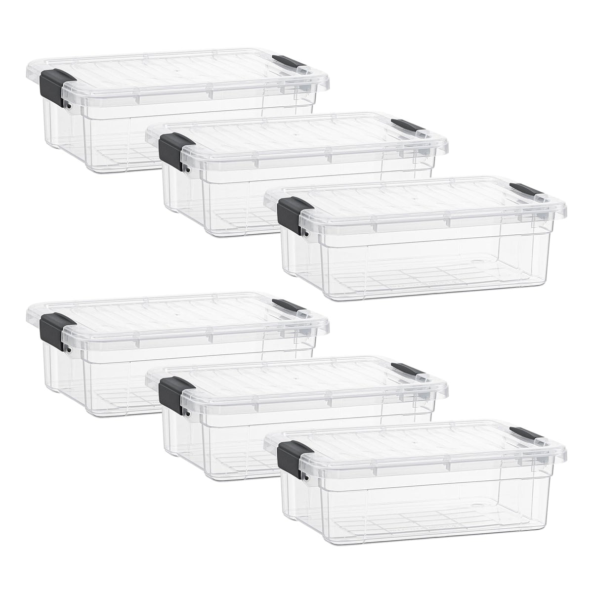 Clear Storage Boxes with Lids (6 Count)
