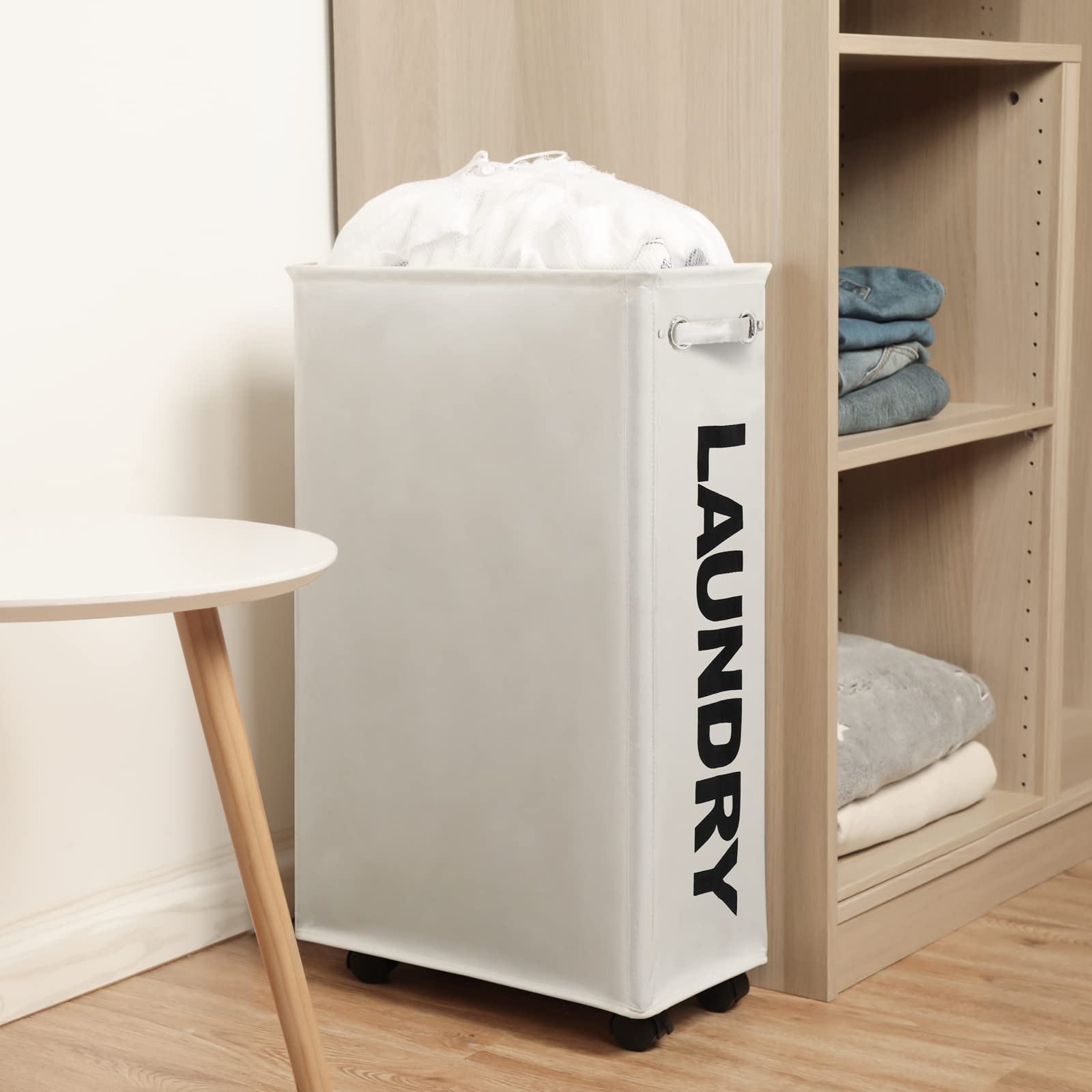 29" Enlarged Slim Rolling Laundry Basket Hamper on Wheels