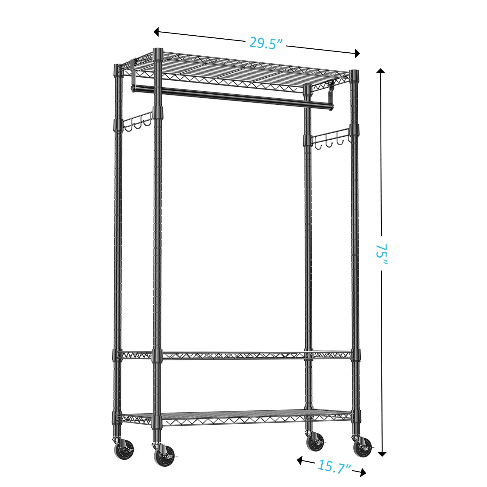 Heavy Duty Rolling Garment Rack Wire Clothes Rack for Hanging Clothes