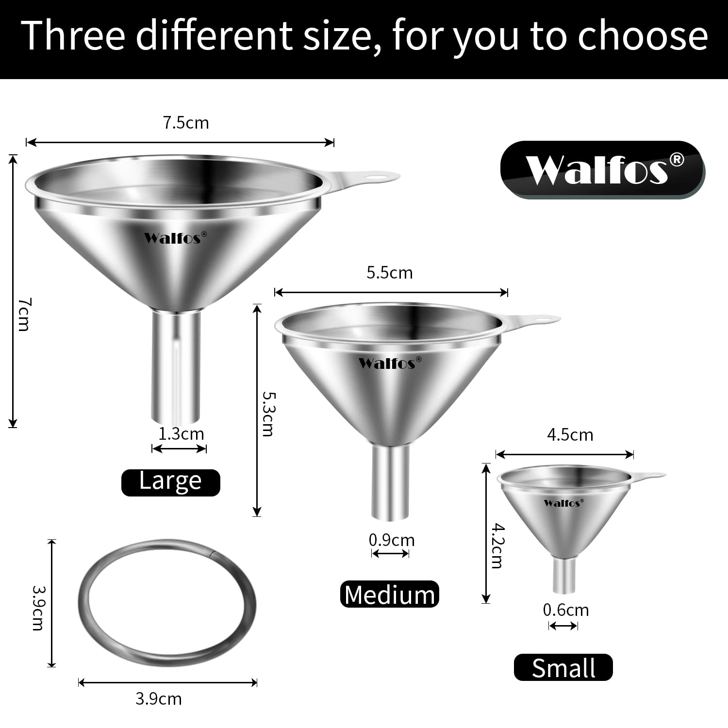 Mini Stainless Steel Funnels (3 Count)