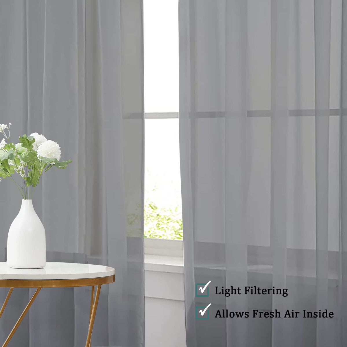 Sheer Curtains 63 Inch Length 2 Panels