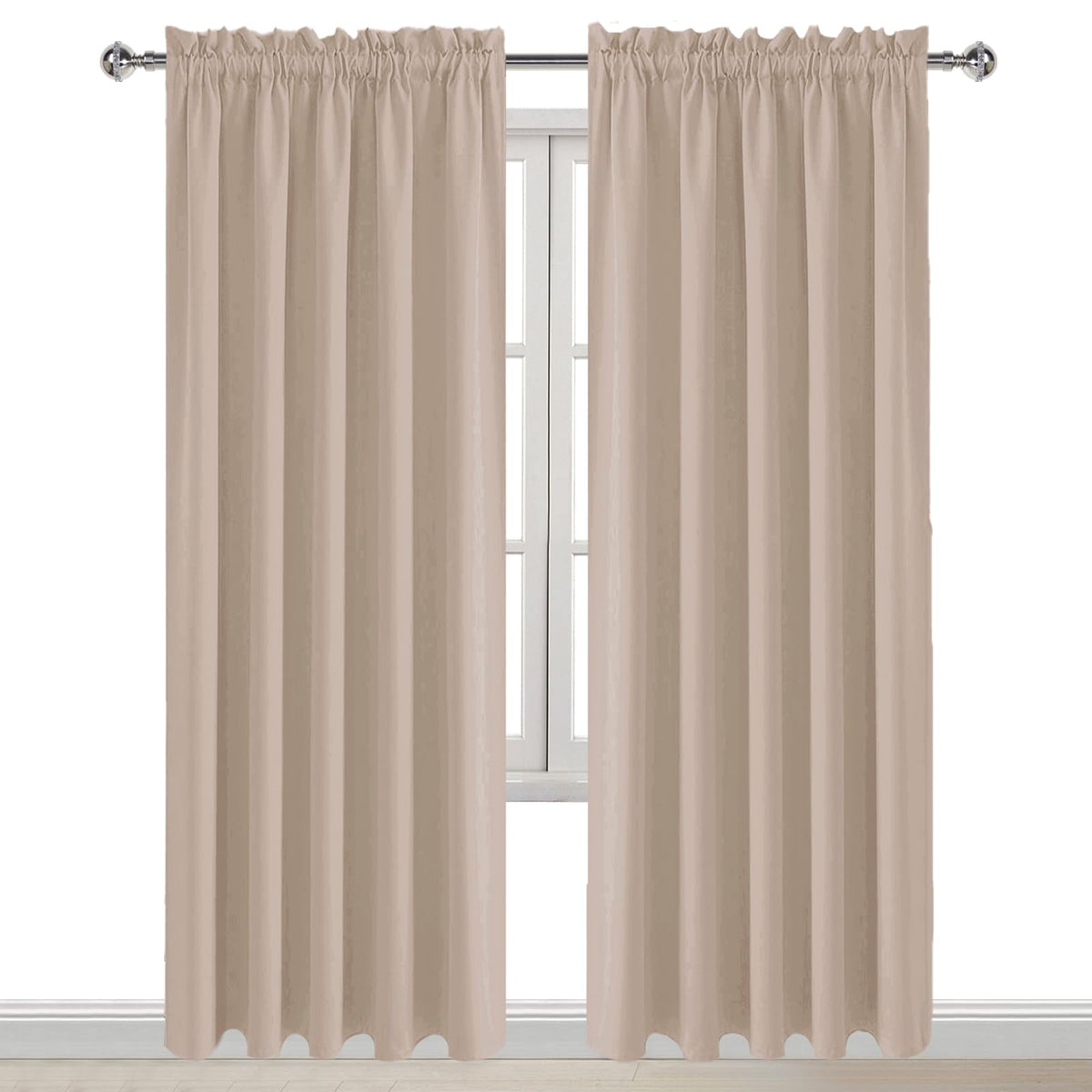 Wide Blackout Curtains for Bedroom Living Room 60 x 84 Inch Long Camel (2 Count)