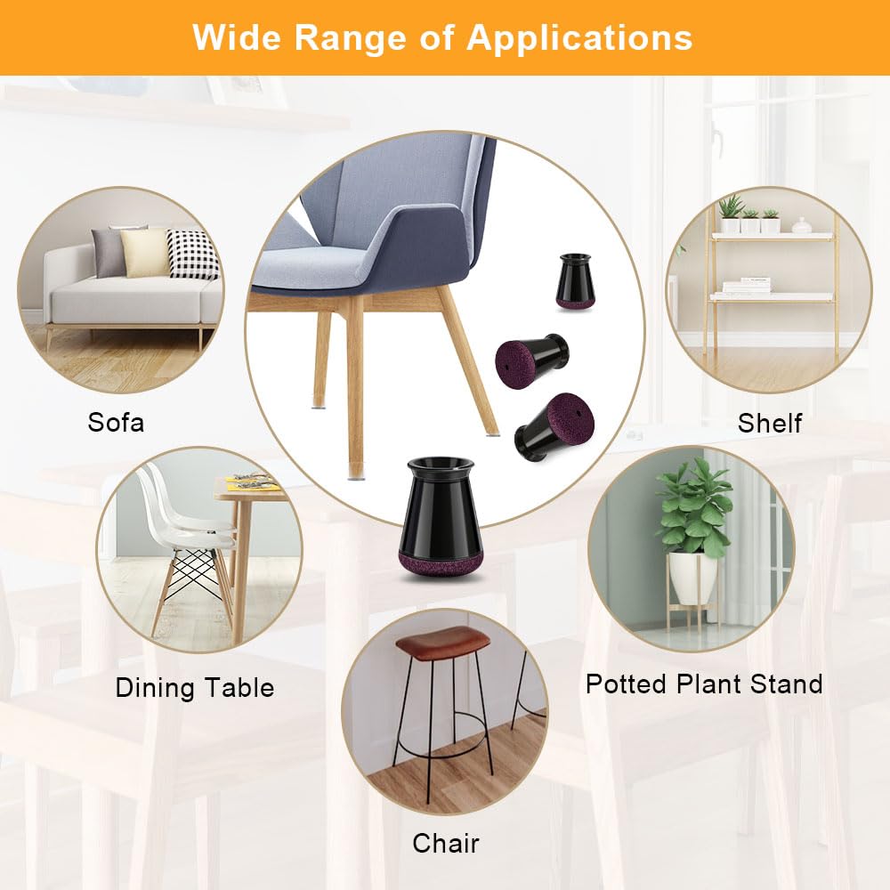 32 Pcs Chair Leg Floor Protectors for Hardwood Floors Black (32 Count)