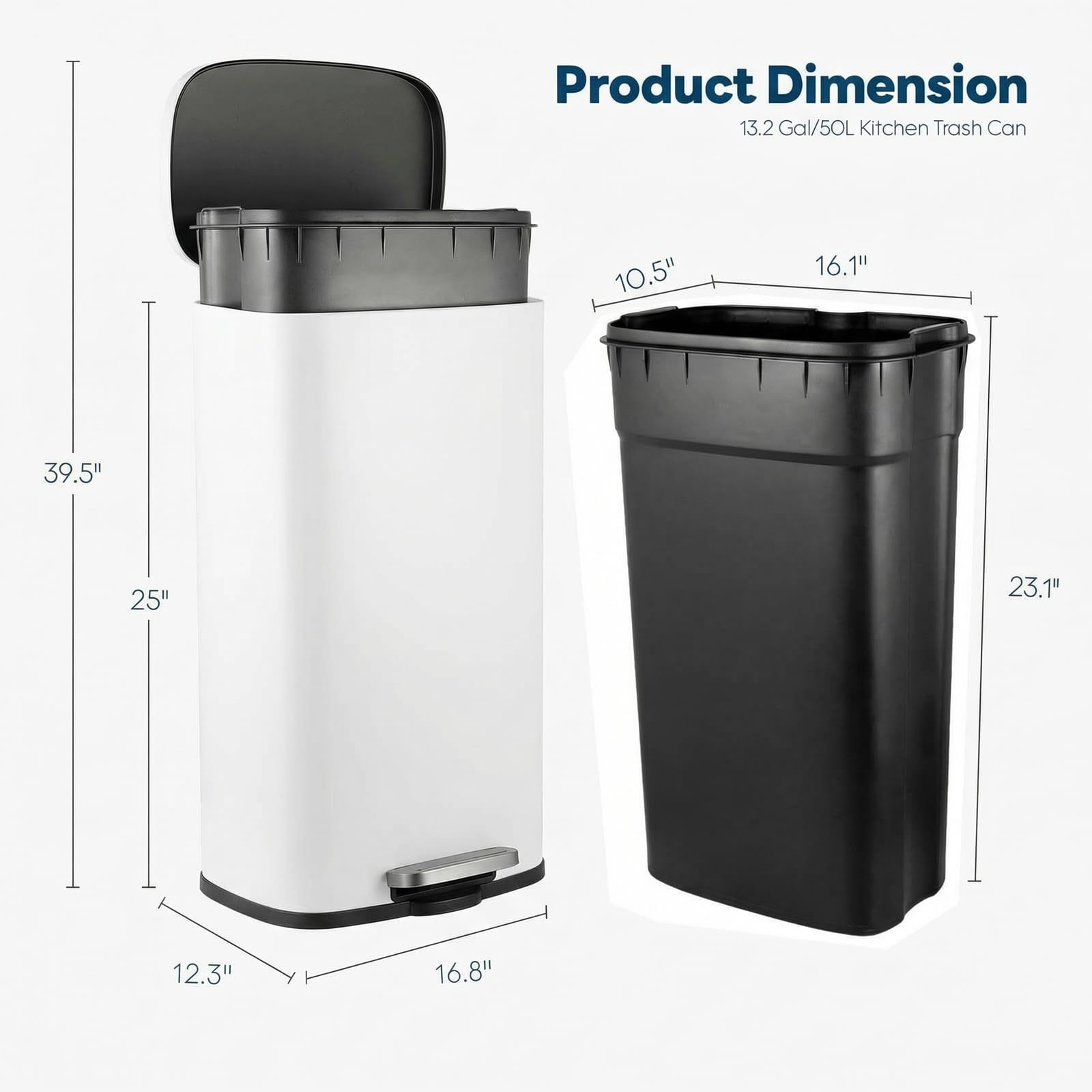13.2 Gal Kitchen Trash Can