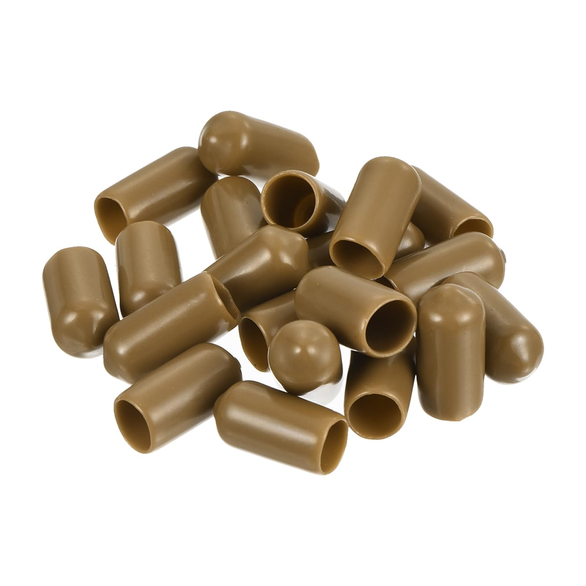 20pcs Rubber End Caps 7.5mm ID Vinyl PVC Round Tube Bolt Cap Cover Screw Thread Protectors Light Brown