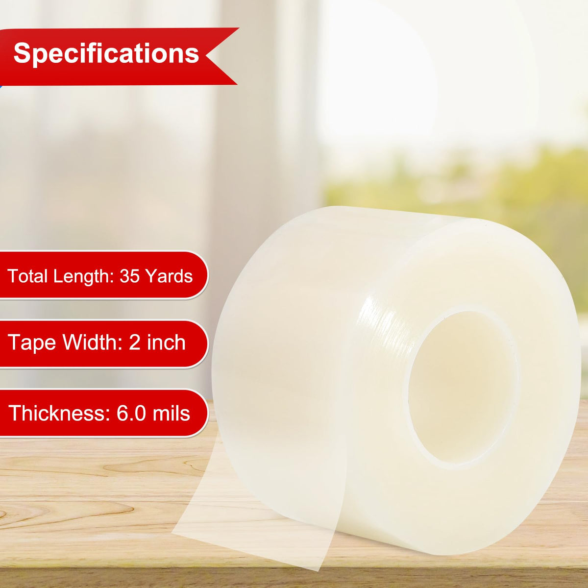 Transparent Window Seal Weather Sealing Tape 2 Inch x 35 Yards Weather Stripping Residue Free Clear Window Insulation Tape for Shower Glass Gaps and Doors Windproof Tape (35 Count)