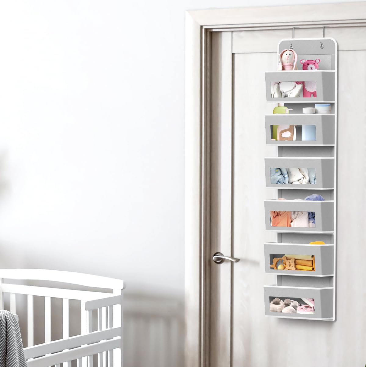 6 Clear Window Pocket Over Door Hanging Organizer