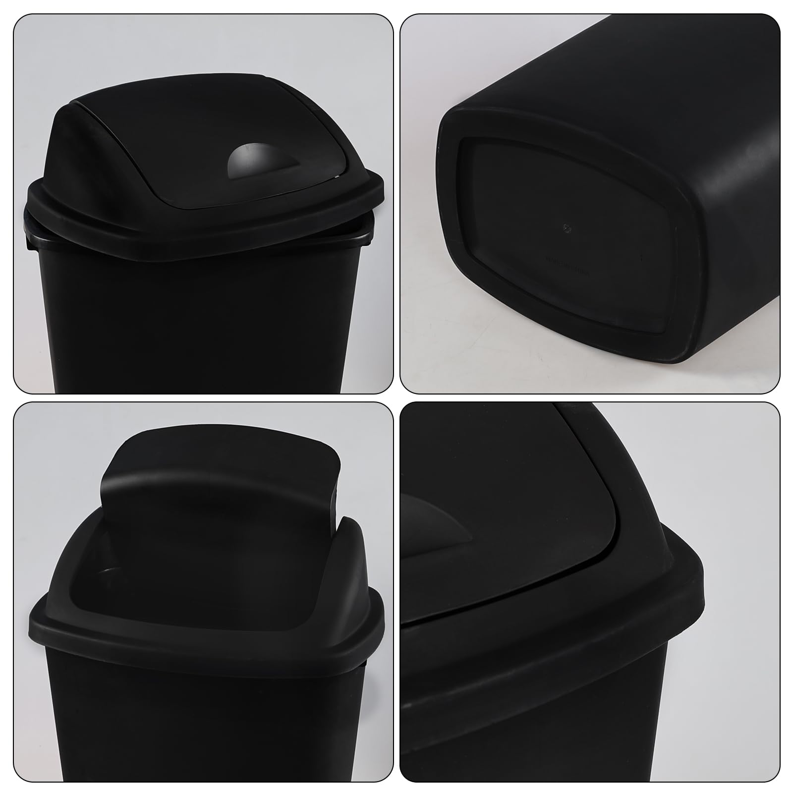 Black 13 Gallon Kitchen Trash Can with Swing Lid (4 Count)