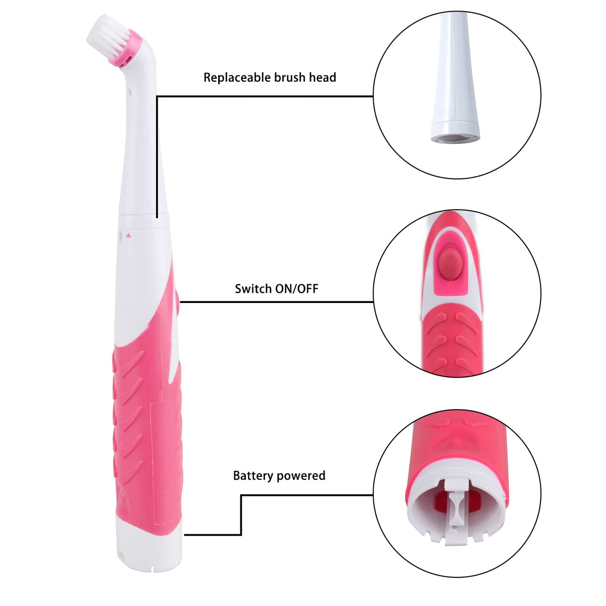 Electric Cleaning Brush with 4 in 1 Multiple Brush Heads