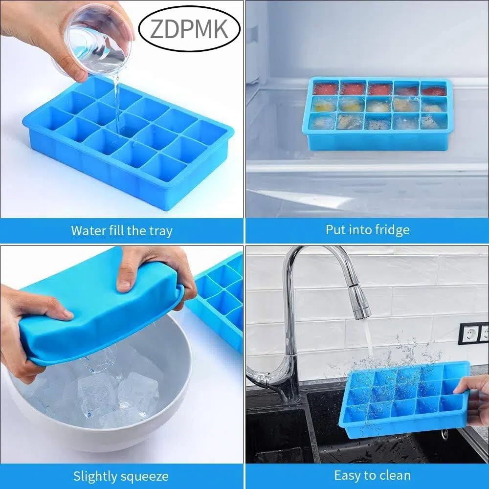 2 Pack Silicone Ice Cube Trays (2 Count)