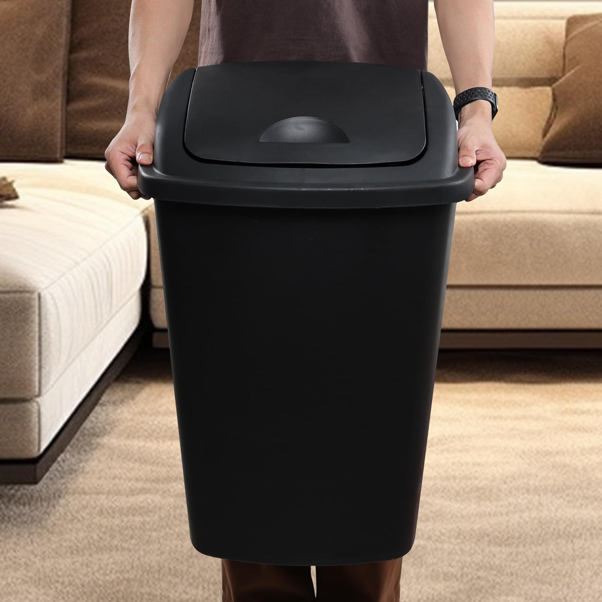 4 Pack 13 Gallon Trash Can with Swing Lid (4 Count)
