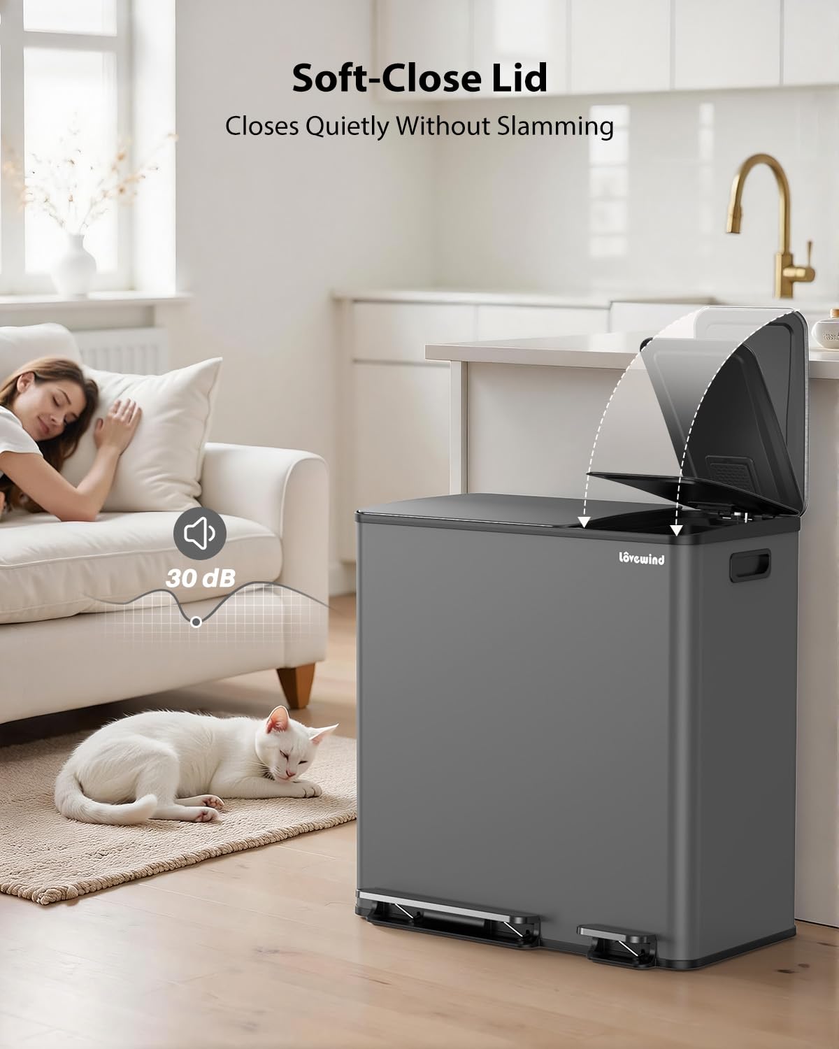 Dual Trash and Recycling Bins for Kitchen