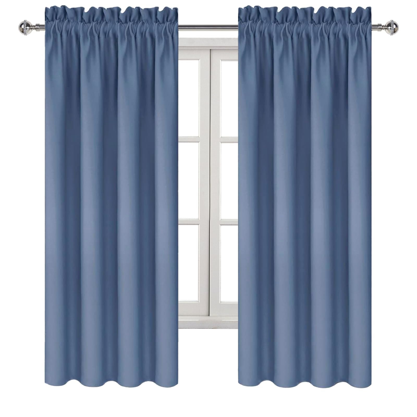 Blackout Curtains for Bedroom 42 x 72 Inch Long Dusty Blue 2 Panels (2 Count)