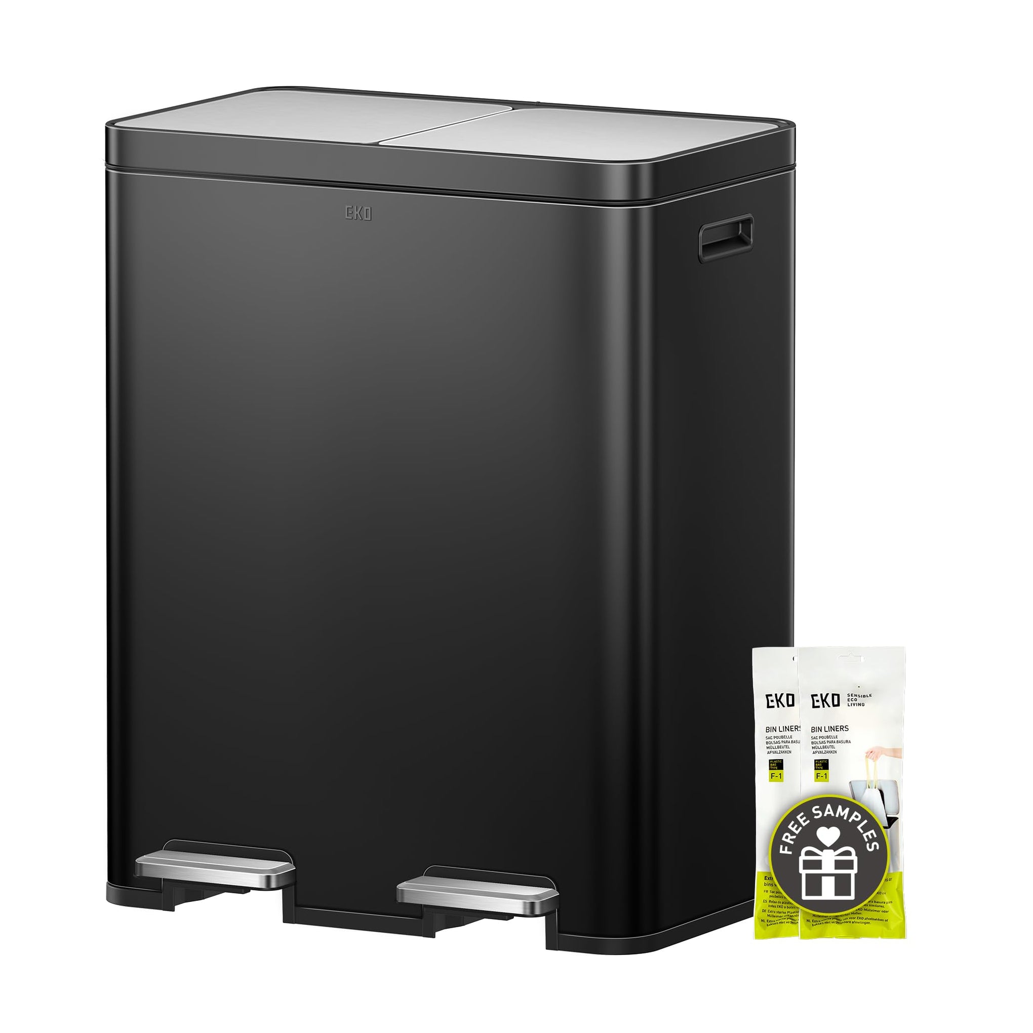 Edison 8+8 Gallon Dual Trash Can for Recycling and Trash