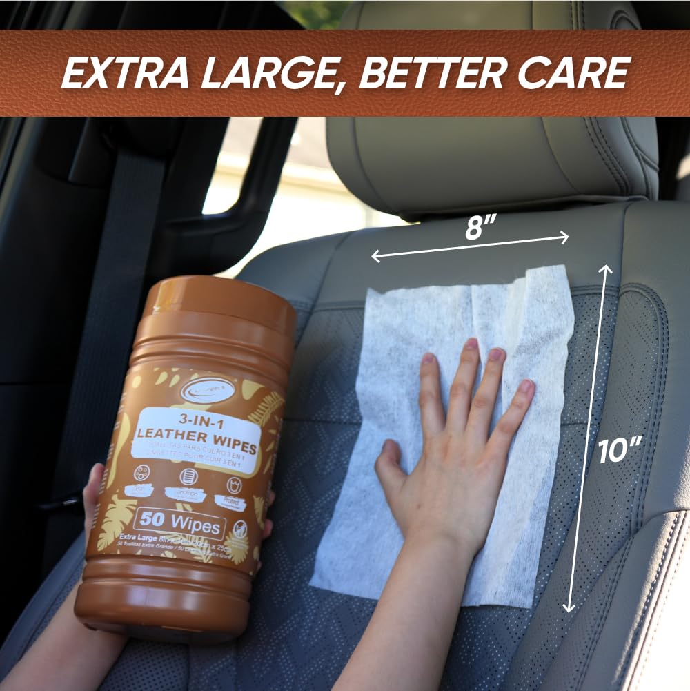 3in1 Leather Wipes 50 Count