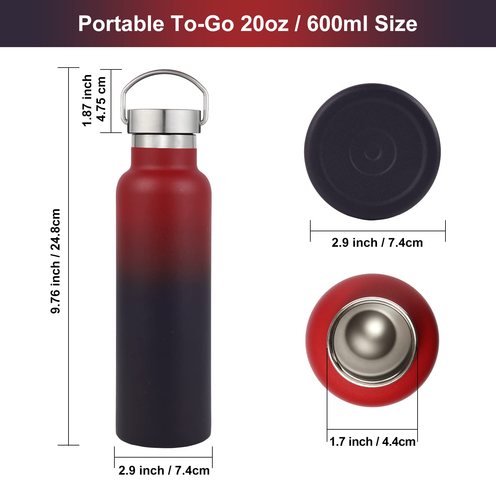 20 oz Insulated Water Bottles Bulk 2 Pack (2 Count)
