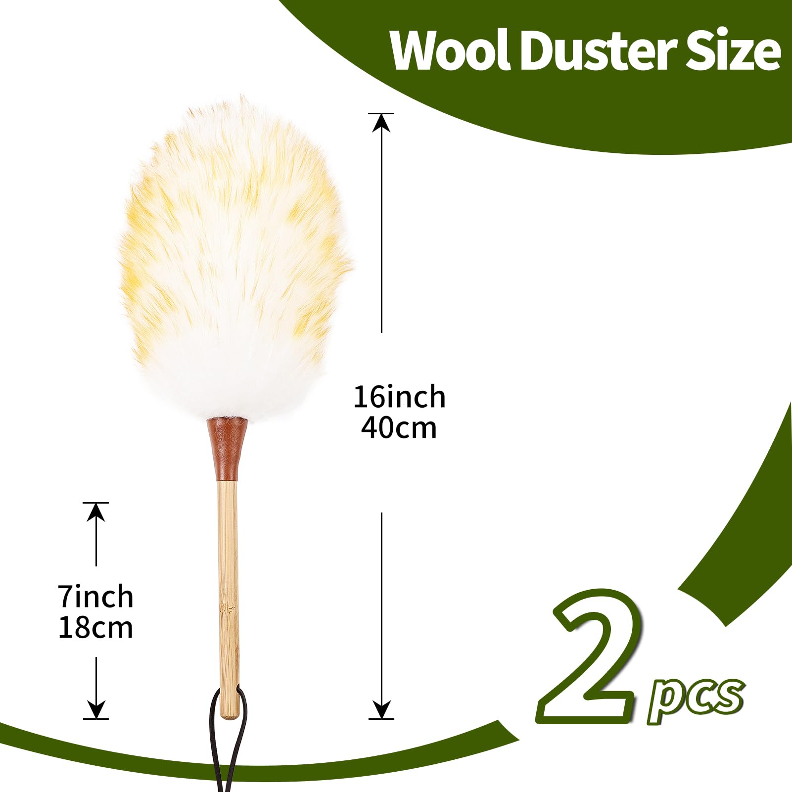 Natural Lambswool Duster 16 Inch Handheld with Wooden Handle Duster Dusting Tool for Blinds Electronics Furniture Delicate Surfaces