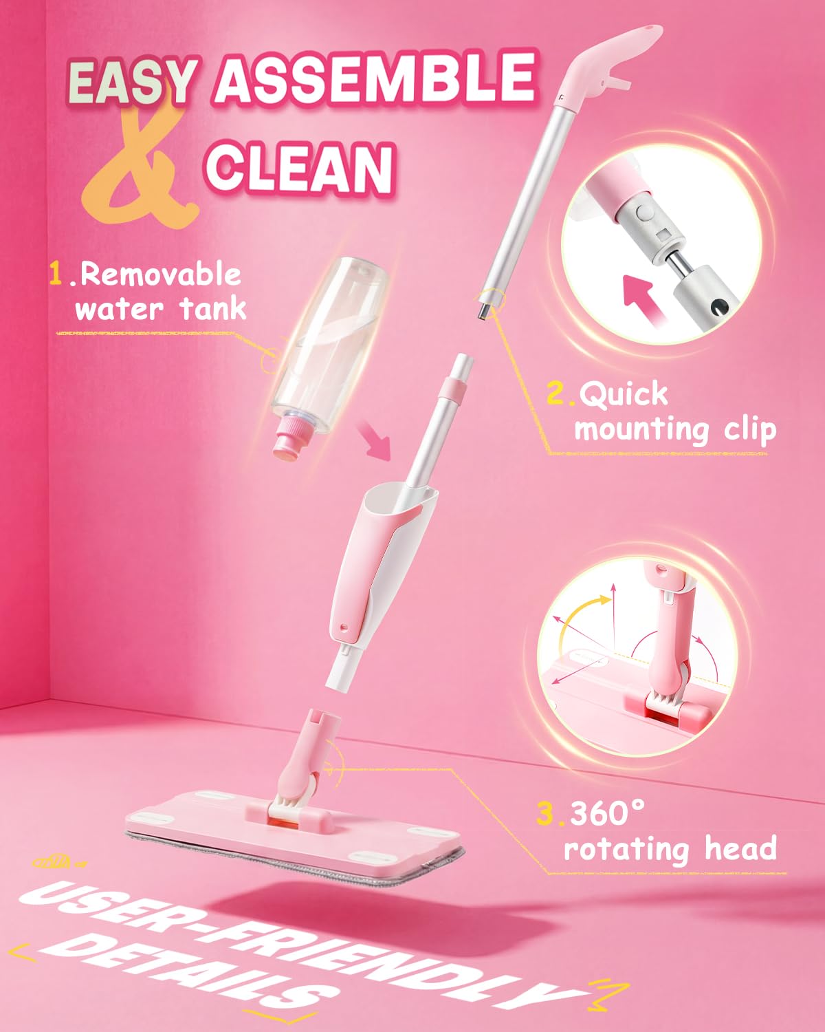 Pink Mini Spray Mop for Toddler