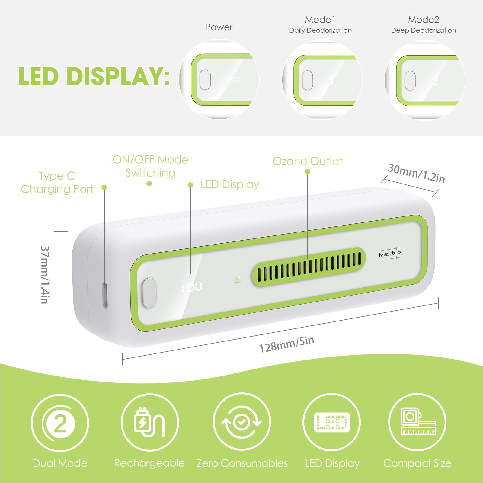 Mini USB Fridge Deodorizer with LED Display
