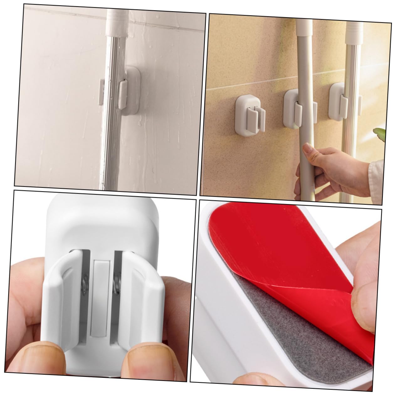Broom Mop Holder Wall Mount Adhesive Broom Organizer Multi